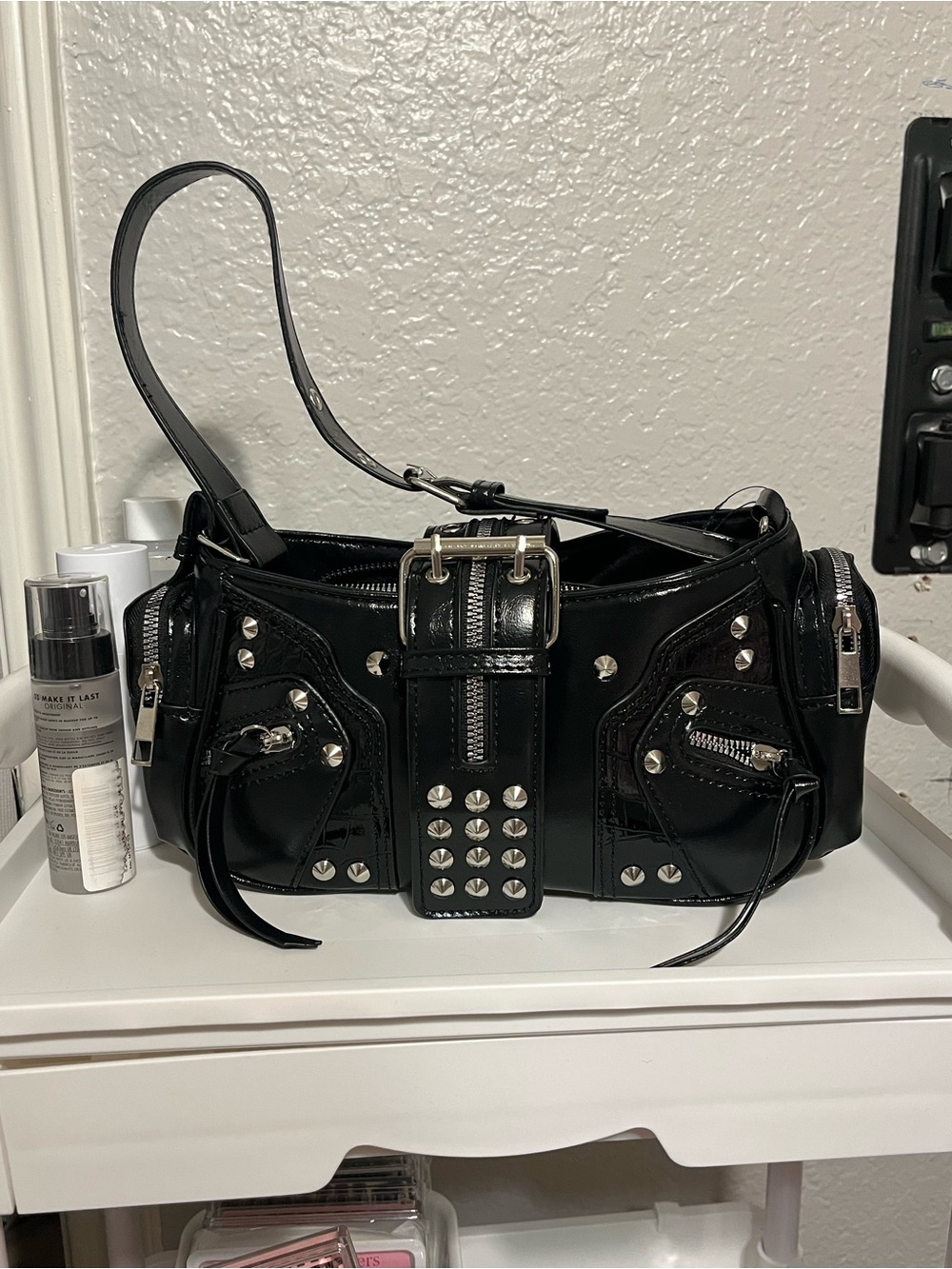 Black Studded Shoulder Bag
